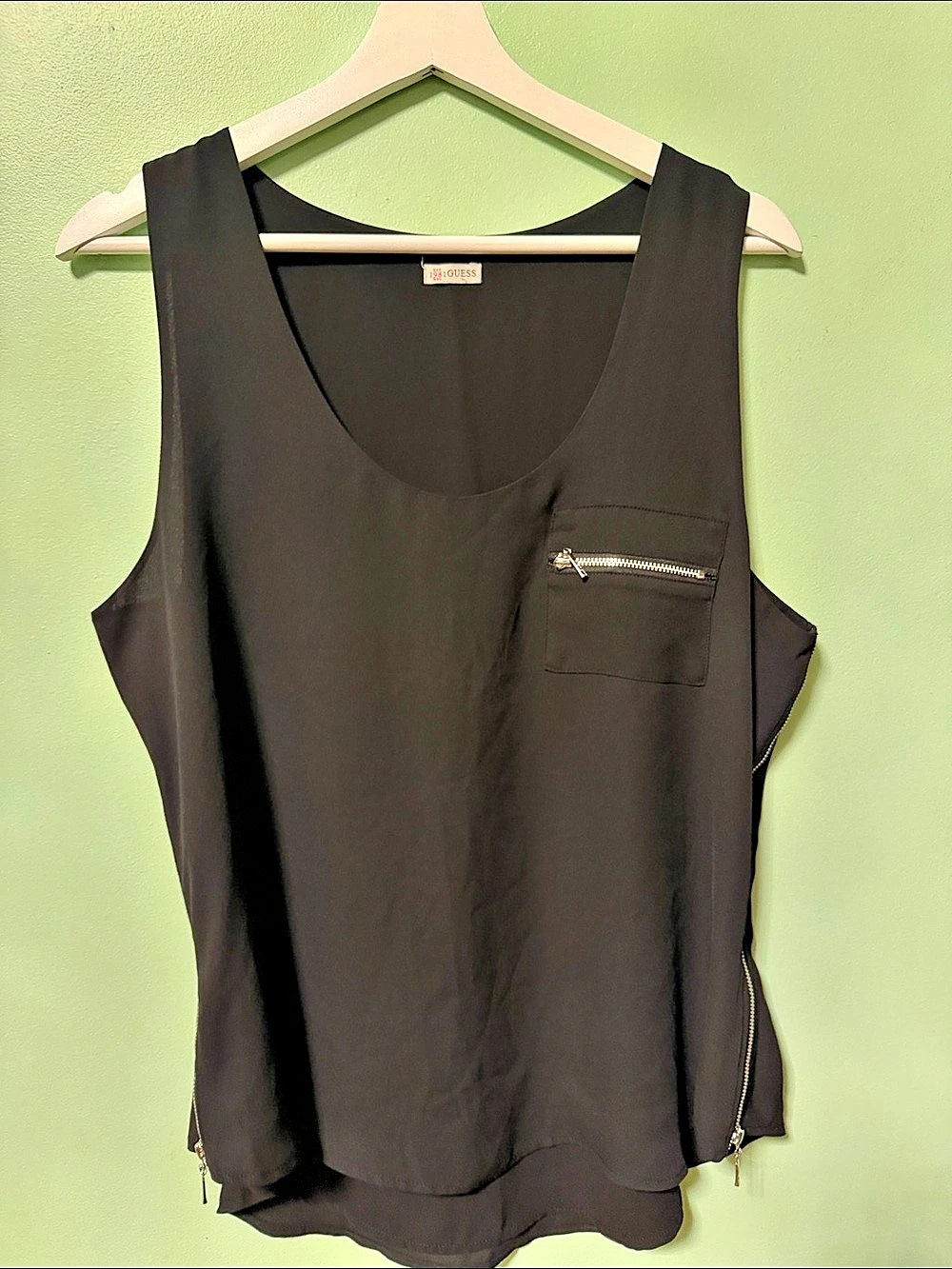 GUESS Black Zip Pocket Tank Top Like New